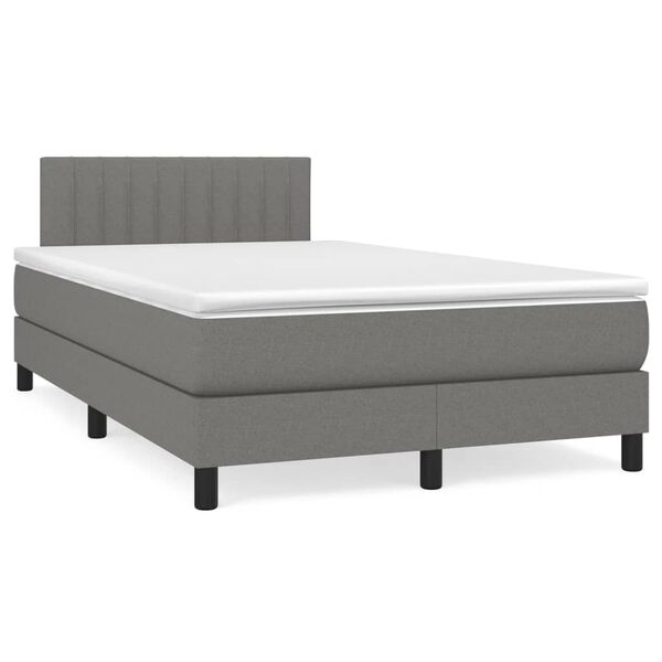 vidaXL Boxspringbett mit Matratze & LED Dunkelgrau 120x190 cm Stoff