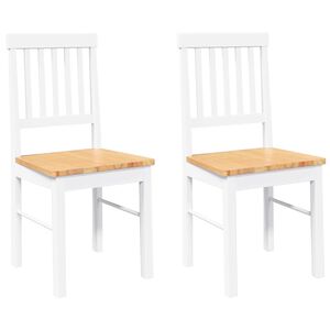 vidaXL Esszimmerst&uuml;hle 2 Stk. Wei&szlig; Massivholz Gummibaum