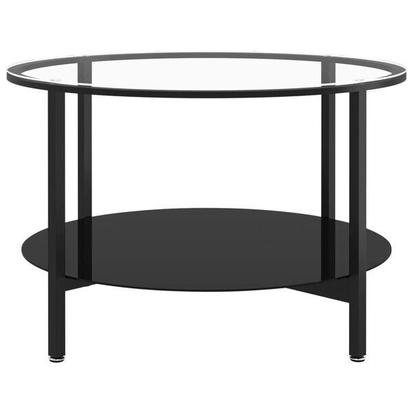 vidaXL Beistelltisch Schwarz und Transparent 70 cm Hartglas
