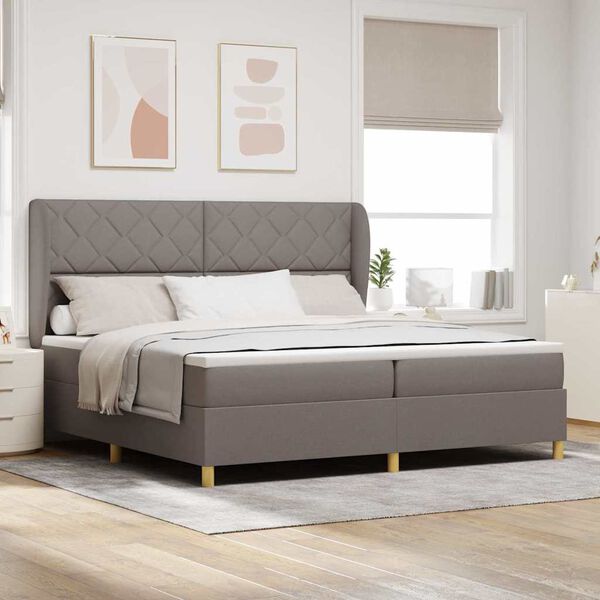 vidaXL Boxspringbett mit Matratze Dunkelgrau 90x190 cm Taupe Stoff