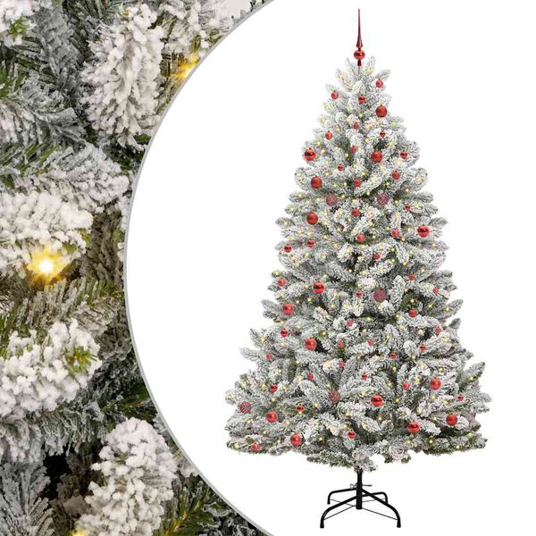 vidaXL K&uuml;nstlicher Weihnachtsbaum Gr&uuml;n und Wei&szlig; 210 cm PVC und Metall