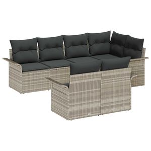 vidaXL Gartensofa-set mit Kissen 7 pcs Hellgrau Poly-Rattan