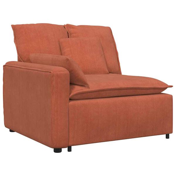 vidaXL Modulares Sofa Endmodul mit Armlehne Kissen Rot Orange 100 cm