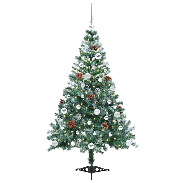 vidaXL K&uuml;nstlicher Weihnachtsbaum Gr&uuml;n 150 cm PVC und Stahl