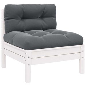 vidaXL Garten-Mittelsofa mit Kissen Wei&szlig; Massivholz Kiefer
