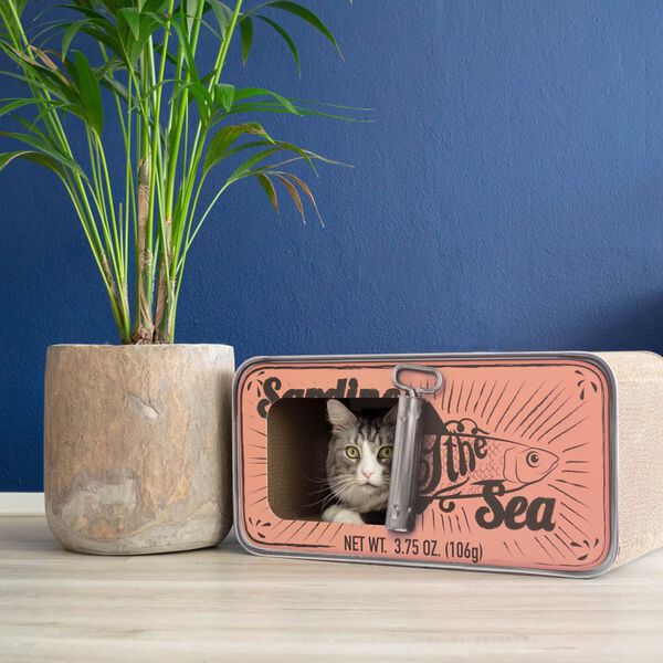 DISTRICT70 2-in-1 Katzen-Kratzbrett SARDINE aus Karton Rosa