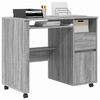 vidaXL Tisch mit Rollen mit Regal Grau 91 x 50 x 77 cm Holzwerkstoff