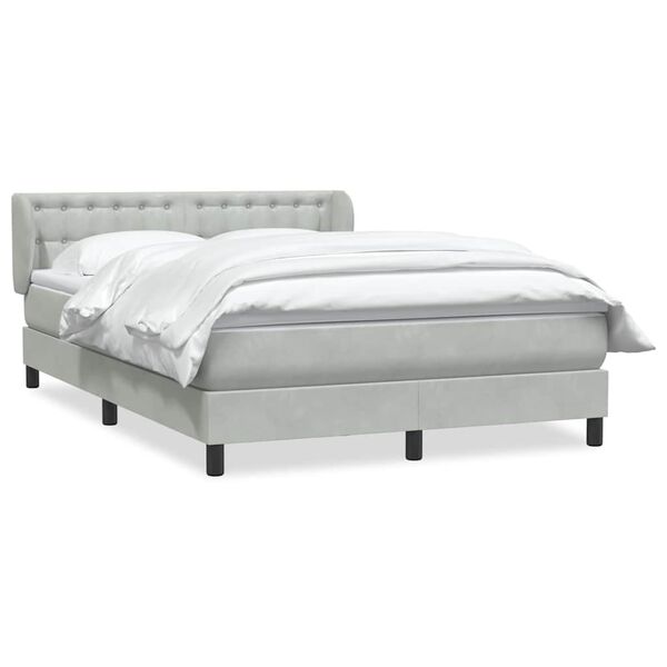 vidaXL Boxspringbett mit Matratze Hellgrau 140x210 cm Samt