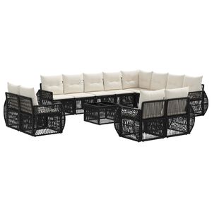 vidaXL Gartensofa-set 13 stk. Schwarz und Cremewei&szlig; Poly-Rattan