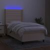 vidaXL Boxspringbett mit Matratze & LED Creme 90x190 cm Stoff