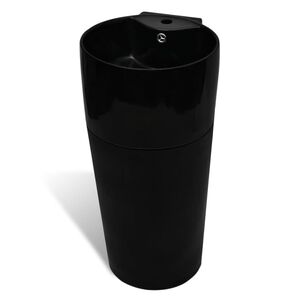 vidaXL Standwaschbecken Keramik mit Loch f&uuml;r &Uuml;berlauf/Armatur Schwarz