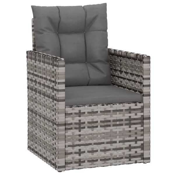 vidaXL 4-tlg. Garten-Lounge-Set mit Kissen Poly Rattan Grau