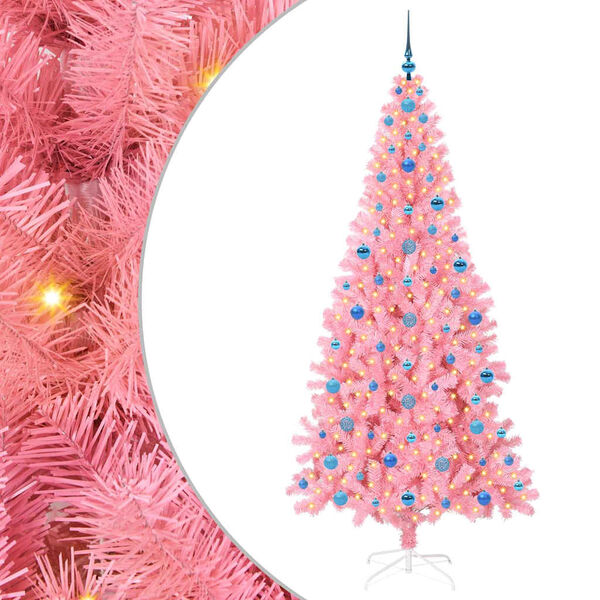 vidaXL Weihnachtsbaum mit 300 LEDs mit St&auml;nder Rosa 210 cm PVC