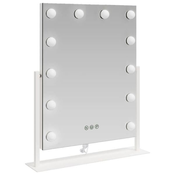 vidaXL LED Schminkspiegel Wei&szlig; 44 x 10 x 53 cm Glas und Stahl