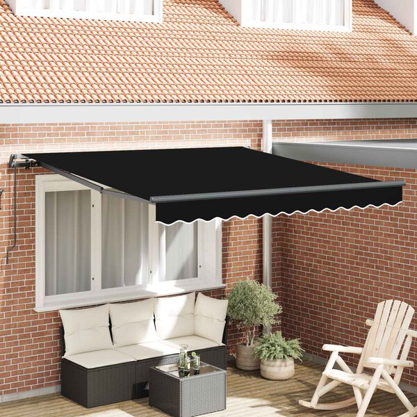 vidaXL Einziehbare Markise Schwarz 300 x 250 cm Polyester und Stahl