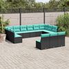 vidaXL 13-tlg. Garten-Sofagarnitur mit Kissen Schwarz Poly Rattan