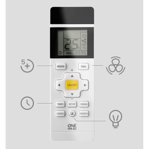 One For All Fernbedienung f&uuml;r Klimaanlage Wei&szlig;
