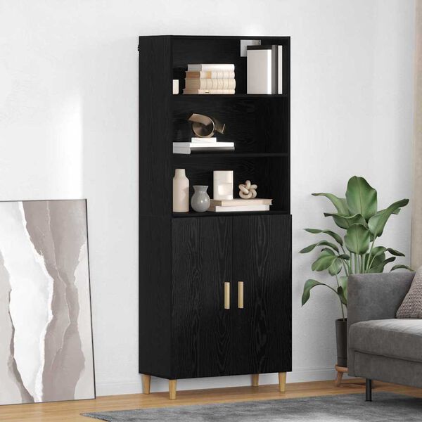 vidaXL Highboard Schwarz Eichen-Optik 69,5 x 32,5 x 180 cm