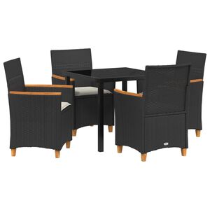 vidaXL Garten Essgruppe 5 pcs Schwarz Poly-Rattan