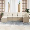 vidaXL Garten-Sofa-Set mit Kissen mit Speicher 7 pcs Beige Poly Rattan