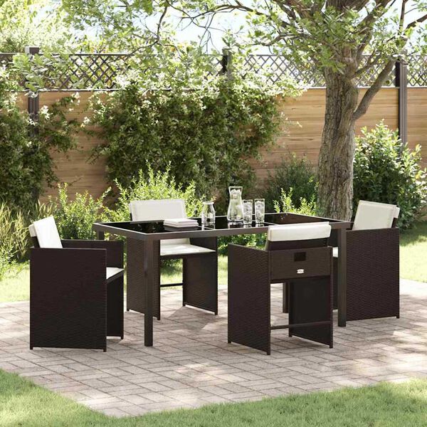 vidaXL Garten Essgruppe 5 pcs Braun Poly-Rattan
