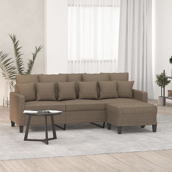 vidaXL 3-Sitzer-Sofa mit Hocker Taupe 180 cm Stoff