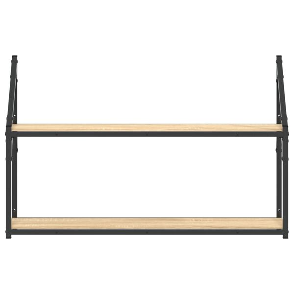 vidaXL Wandregal 2 F&auml;cher Sonoma-Eiche 80x21x51 cm Holzwerkstoff