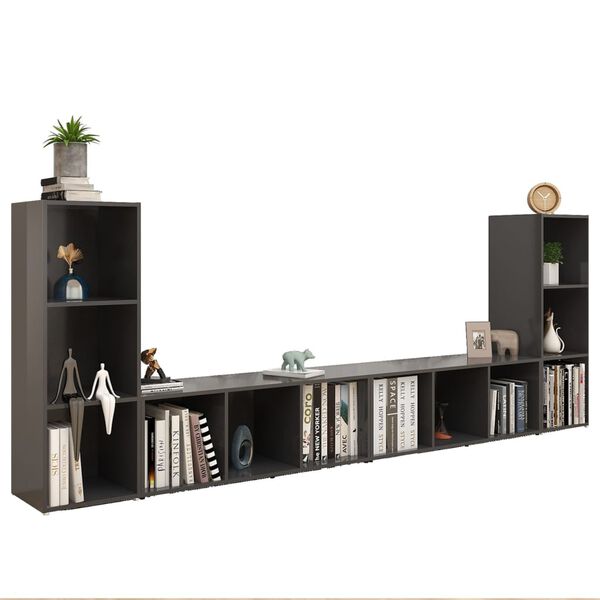 vidaXL TV-Schränke 4 Stk. Grau 107x35x37 cm Holzwerkstoff