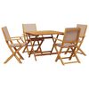 vidaXL 5-tlg. Garten-Essgruppe Stoff und Massivholz Taupe
