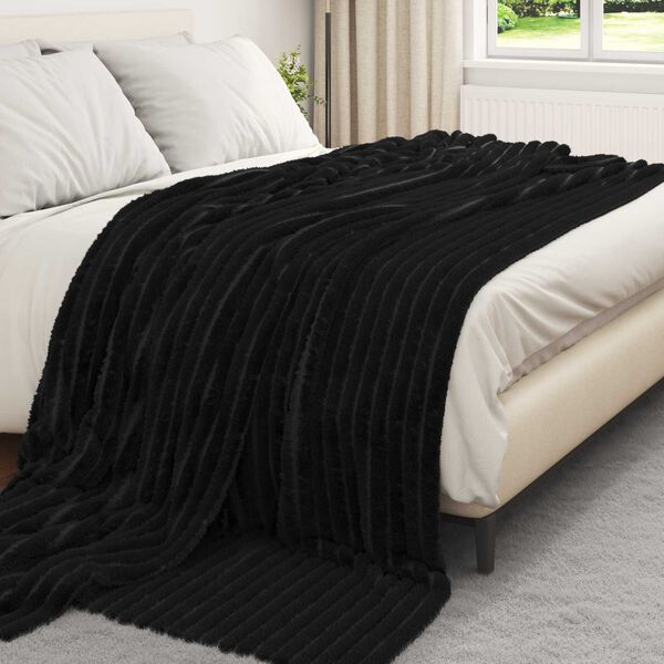 vidaXL &Uuml;berwurfdecke Schwarz 240 x 220 cm Fleece