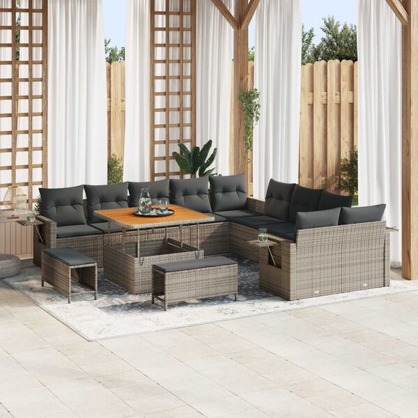 vidaXL Gartensofa-set 13 pcs Grau Poly-Rattan
