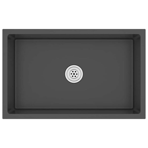 vidaXL Handgemachte Einbauspüle Schwarz Edelstahl