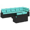 vidaXL Gartensofa-set 9 stk. Schwarz und T&uuml;rkis Poly-Rattan