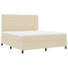 vidaXL Boxspringbett mit Matratze mit LED Creme 180 x 200 cm Stoff