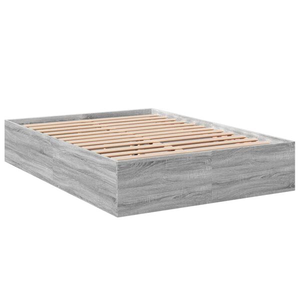 vidaXL Bettgestell Grau Sonoma 120x200 cm Holzwerkstoff
