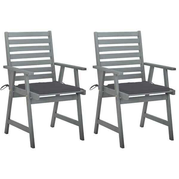 vidaXL Garten-Essst&uuml;hle mit Kissen 2 Stk. Massivholz Akazie