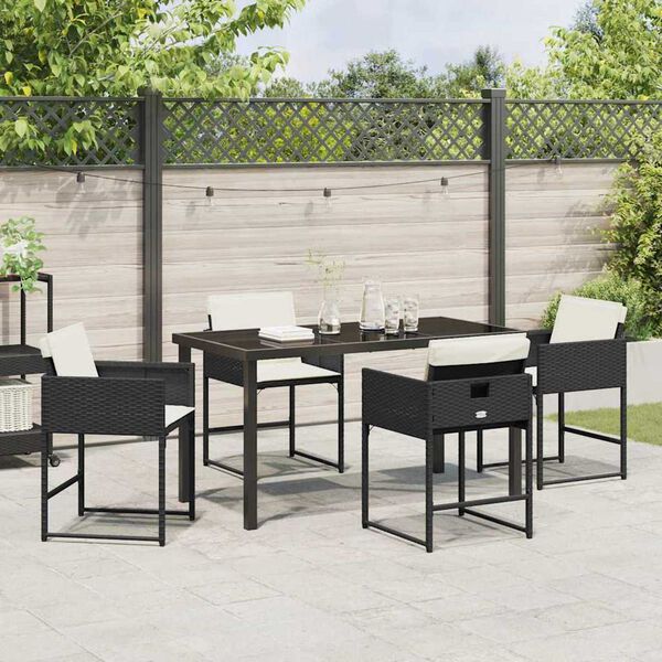 vidaXL Garten Essgruppe 5 pcs Schwarz Poly-Rattan