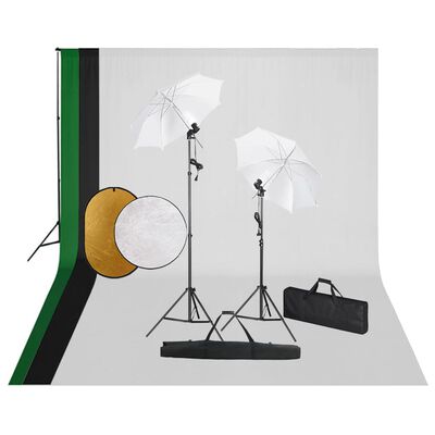 vidaXL Fotostudio-Set mit Leuchten, Hintergrund und Reflektor