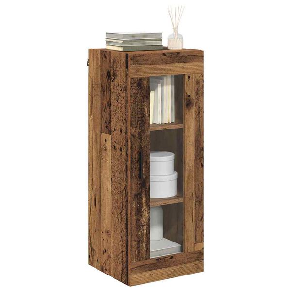 vidaXL Wandschrank Altholz 34,5 x 34 x 90 cm Engineered Wood und Glas