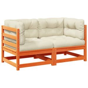 vidaXL 2-tlg. Garten-Sofagarnitur mit Kissen Wachsbraun Kiefernholz
