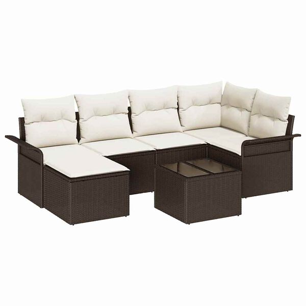 vidaXL Gartensofa-set mit Speicher 7 pcs Braun Poly-Rattan