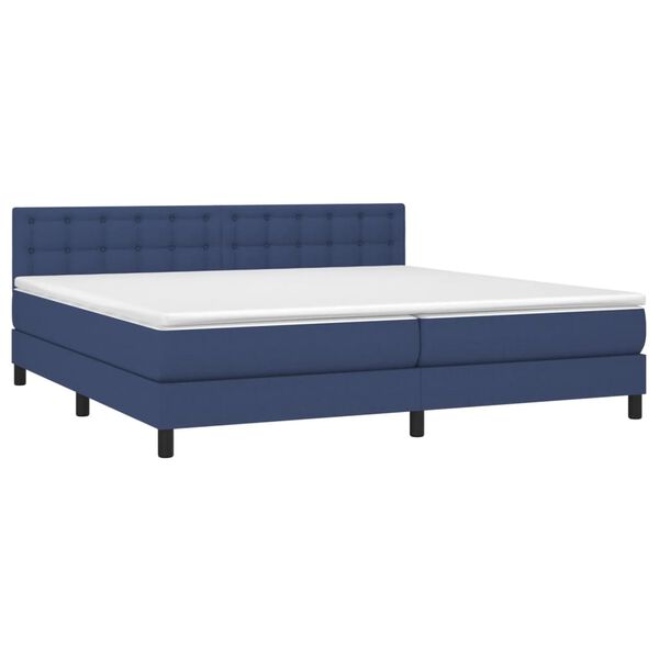 vidaXL Boxspringbett mit Matratze & LED Blau 200x200 cm Stoff