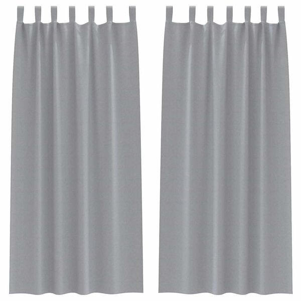 vidaXL Verdunkelungs-Vorh&auml;nge mit Ringen 2 pcs Hellgrau 245 x 140 cm