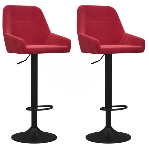 vidaXL Barhocker 2 Stk. Weinrot Samt