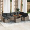 vidaXL Gartensofa-set mit Kissen mit Speicher 9 pcs Grau Poly-Rattan