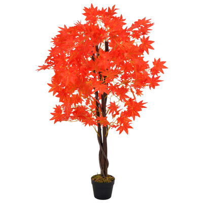 vidaXL Künstliche Pflanze Ahornbaum mit Topf Rot 120 cm