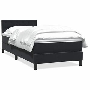 vidaXL Boxspringbett mit Matratze Schwarz 80x220 cm Samt