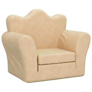 vidaXL Schlafsofa f&uuml;r Kinder Creme Weicher Pl&uuml;sch