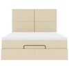 vidaXL Ottoman-Bett mit Matratze & LEDs Creme 140x200 cm Stoff