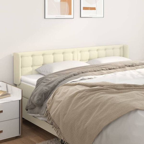 vidaXL Kopfteil mit Ohren Creme 203x16x78/88 cm Kunstleder
